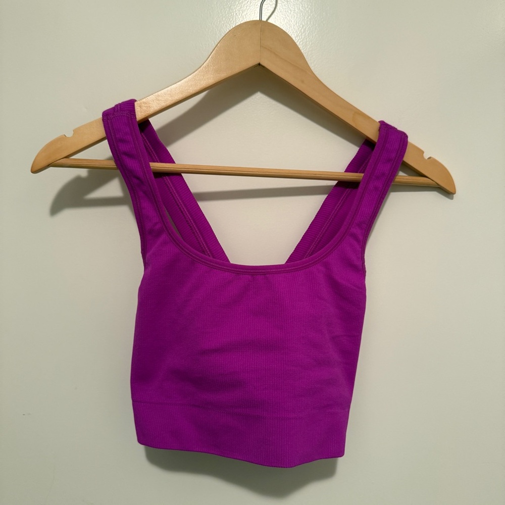 Athleta Magenta Ribbed Longline Bra